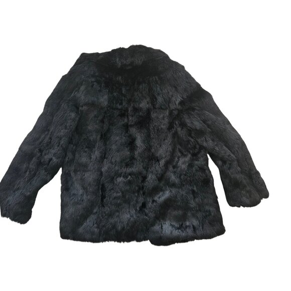 GLAMOROUS BLACK REAL LAPIN LUXURY COAT - Picture 4 of 4